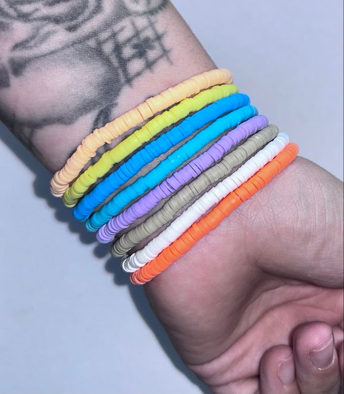 Lot de 8 bracelets en perles avec perles doré - élastique - neuf - photo numéro 2