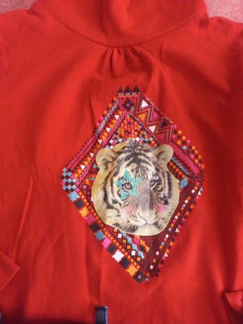 Bel ensemble 24-36 mois fille, jegging + t-shirt rouge avec tigre, coton cotiny