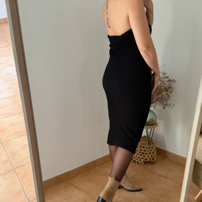 Robe bustier noire texturée Zara Taille L - photo numéro 2