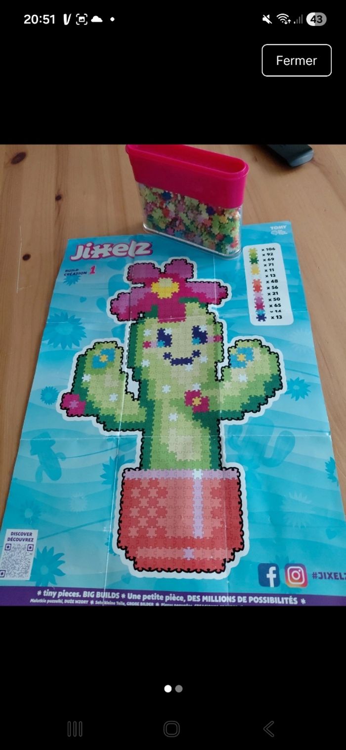 Puzzle jixelz petit modèle en très bon état dans sa boîte d origine modèle cactus et plante