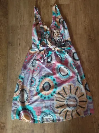 Robe à bretelles vintage, imprimé fleuri, esprit années 70 t. M