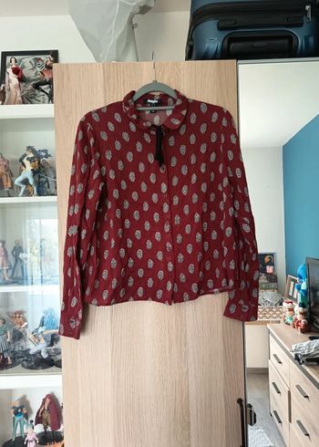 Chemisier blouse bordeaux et noir Jennyfer - Taille M 38
