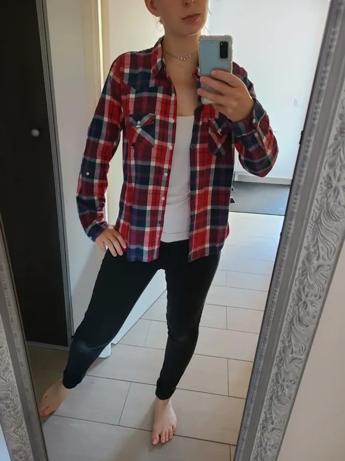 Chemise à carreaux bleu, blanc, rouge - photo numéro 2