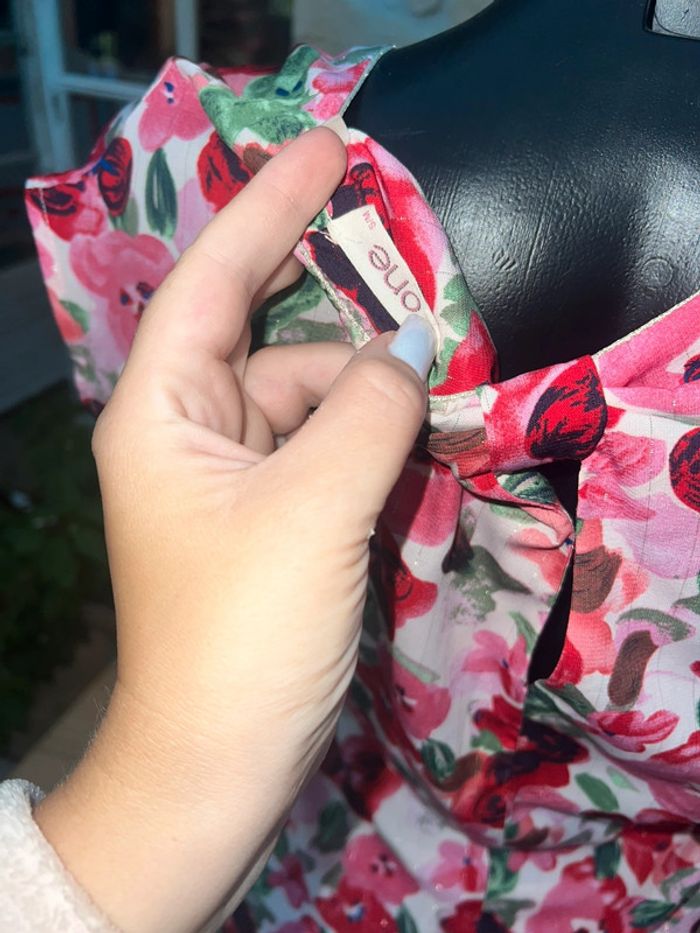 Tunique top blouse femme rose à grosses fleurs taille S / M 36 38 by one - photo numéro 4