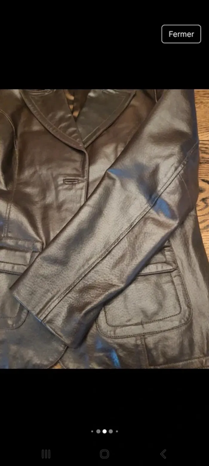 Veste Blazer en cuir Marron Etam fr 44 be 42 - photo numéro 15