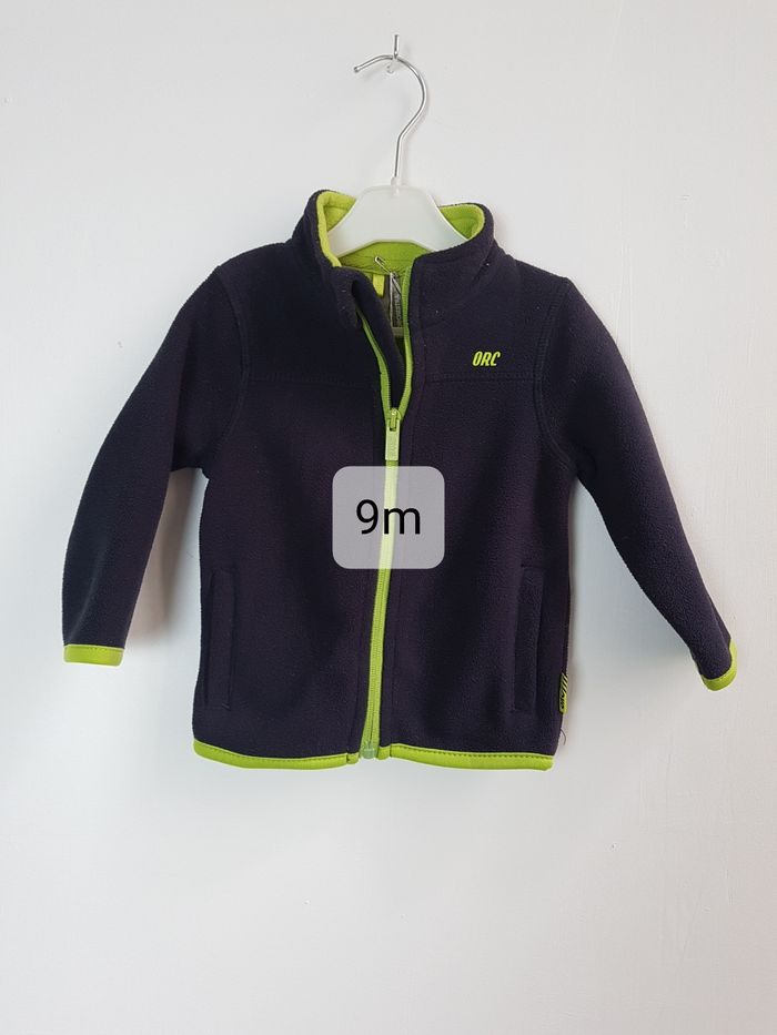 Veste Polaire gris foncé et jaune fluo Orchestra 9 mois