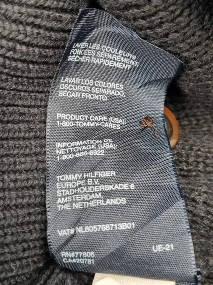 Pull col châle Tommy Hilfiger – Noir – Taille L Hommes (mesures en photos) - photo numéro 8