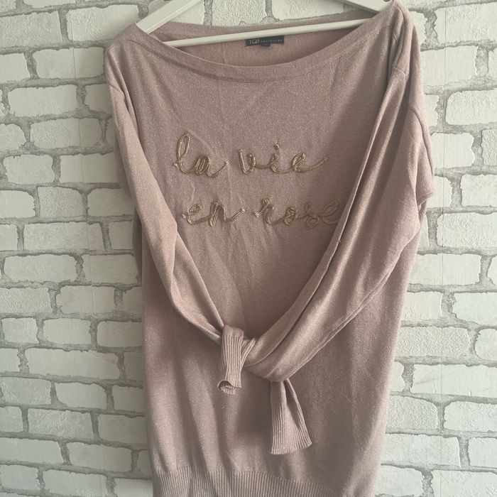 Pull maille légère rose poudré