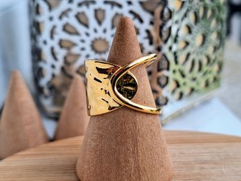 Bague Doré ouverte en acier inoxydable bague avec un design moderne et jolie, Ajustable
