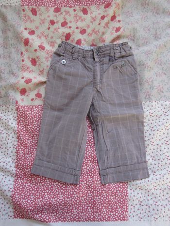 Pantalon toile à carreaux brun 12 mois