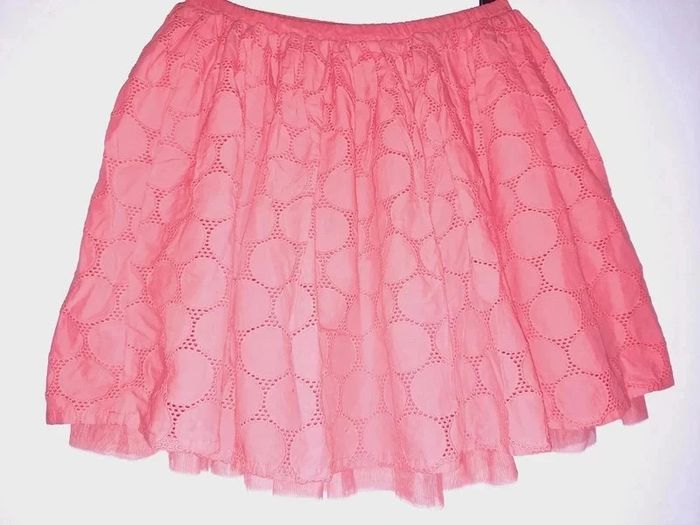 Superbe jupe Okaïdi rose saumon, réversible, un côté dentelle, un côté tulle, 12/14 ans - photo numéro 2