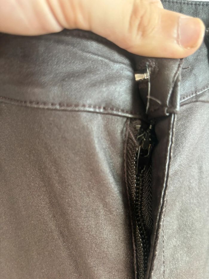 Pantalon coupe droite simili cuir calzedonia taille 38 marron - photo numéro 6