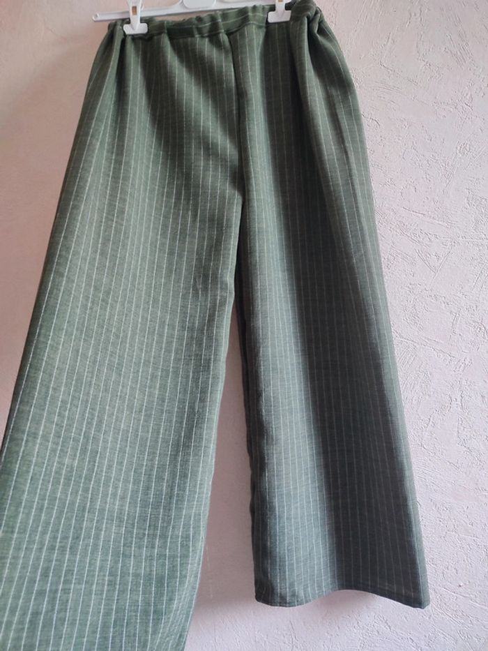 Palazzo, Pantalon large vert à rayures fines - photo numéro 3