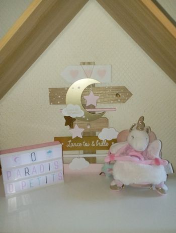 Doudou marionnette licorne 25cm