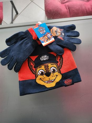 NEUF 🚨 Ensemble Bonnet & Gants PAW Patrol CHASE 🐶 Hiver