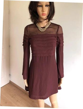 Robe bordeaux à manches longues avec volants Morgan taille 36 TBE