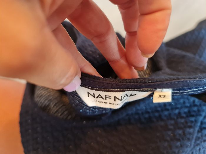Robe bleue marine ajourée noire Naf Naf Taille 34 - photo numéro 7