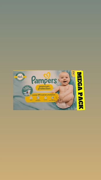 🍼 Pampers Premium Protection Taille 2 – Méga Pack 🧡