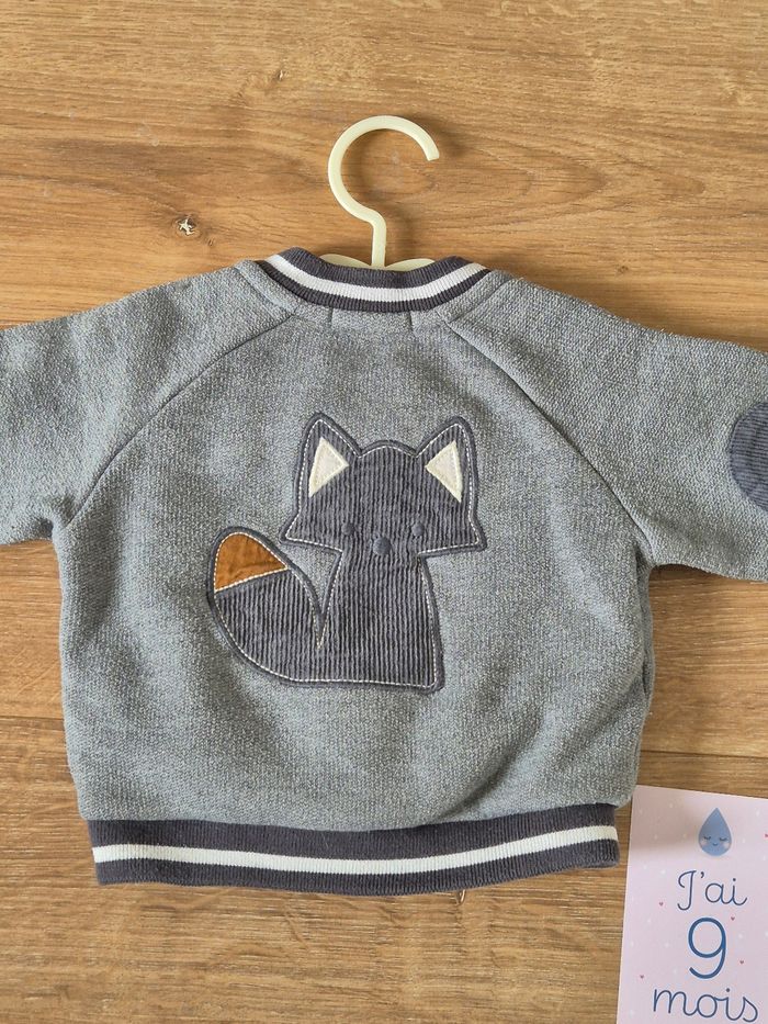 Gilet Obaibi 9 mois 71 cm gris motif renard - photo numéro 6