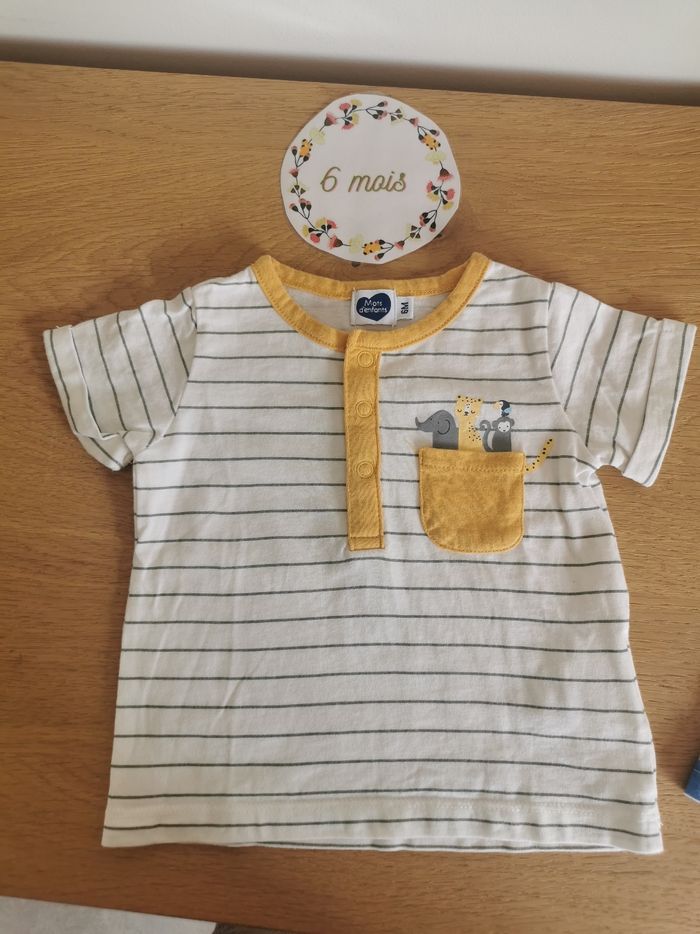 Lot de 2 t-shirt manches courtes bébé garçon 6mois kimbaloo et mot d'enfant TBE - photo numéro 5