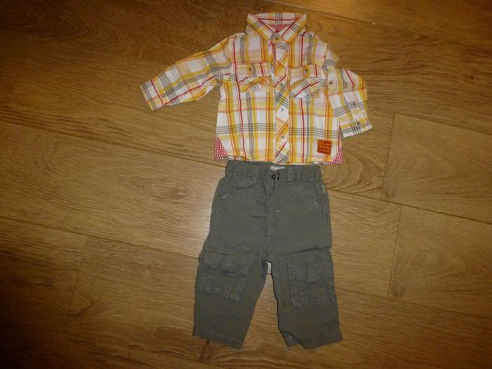 Ensemble pantalon kaki + chemise rayé Orchestra - 6 mois