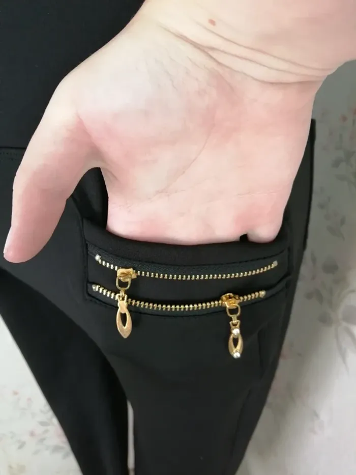 Pantalon legging élastique noir avec fermetures et poches / needfeel / (L) - photo numéro 4