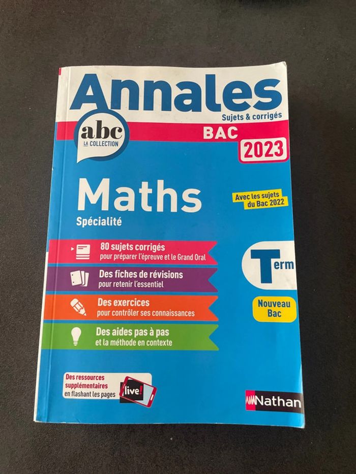 Annales bac maths mathématiques spécialité terminale