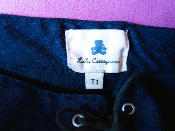 Short Femme Lulu castagnette S 36 bleu jean ourson TBE - photo numéro 3