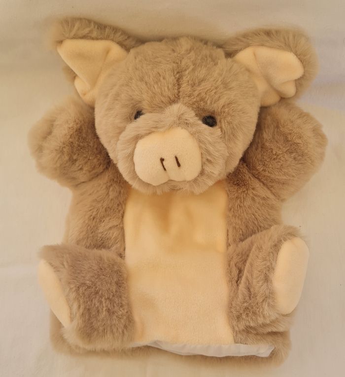 Doudou marionnette cochon beige et rose - Histoire d'ours