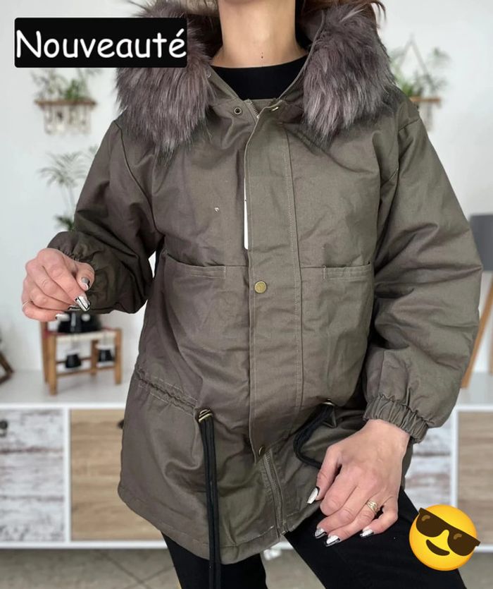 Parka à capuche kaki neuf toute douce à l’intérieur - taille M - ici moda - photo numéro 3