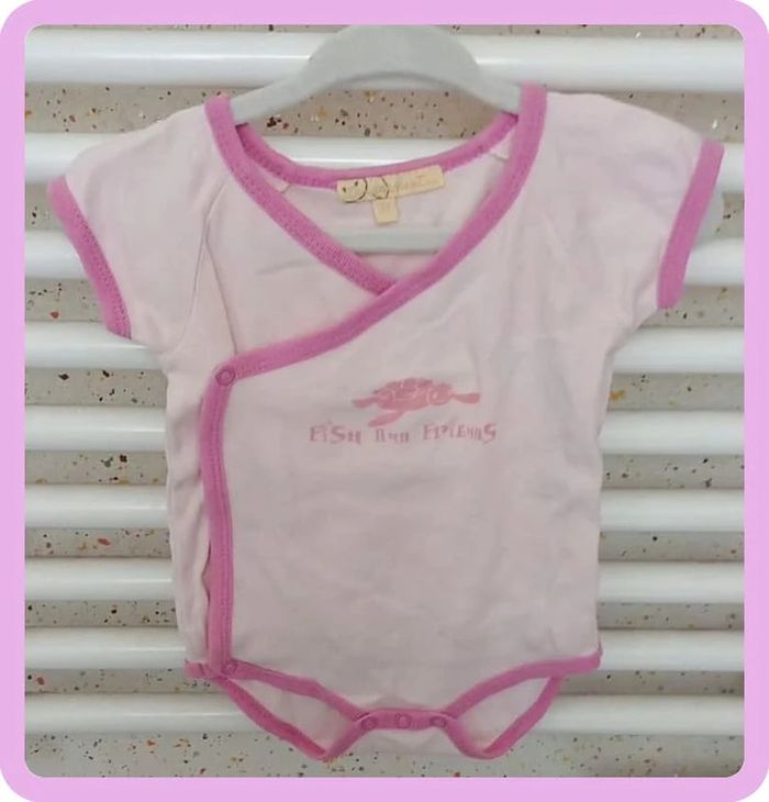 Body manche courte ouverture devant rose motif tortue Tendrement Taille 3 mois - photo numéro 2