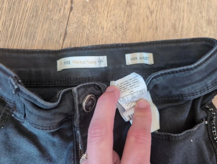 Jean skinny noir taille haute 14 ans détail chaine - photo numéro 3