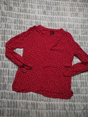 Blouse chemisier manches longues rouge étoile col v Mango taille XS 34