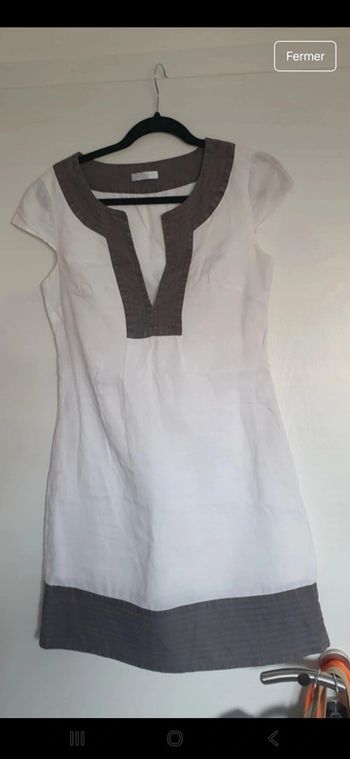 Robe en lin promod blanche et marron taille 38