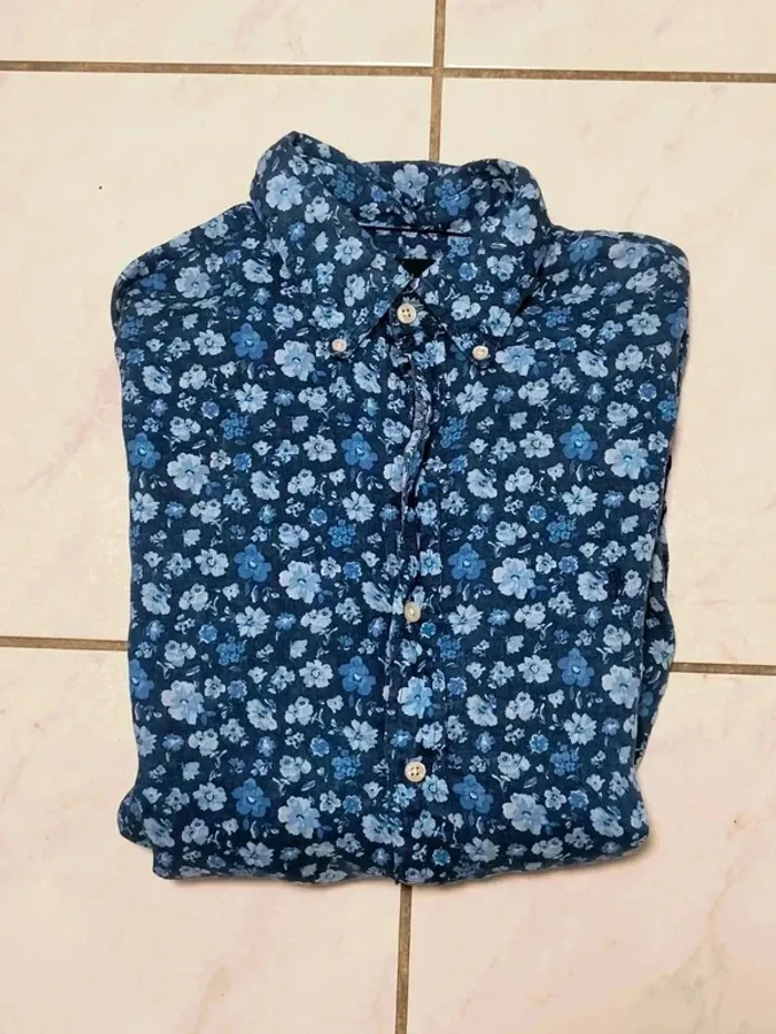 🌸 Chemise Ralph Lauren Luxury Linen florale bleu vintage 🌸 - photo numéro 9