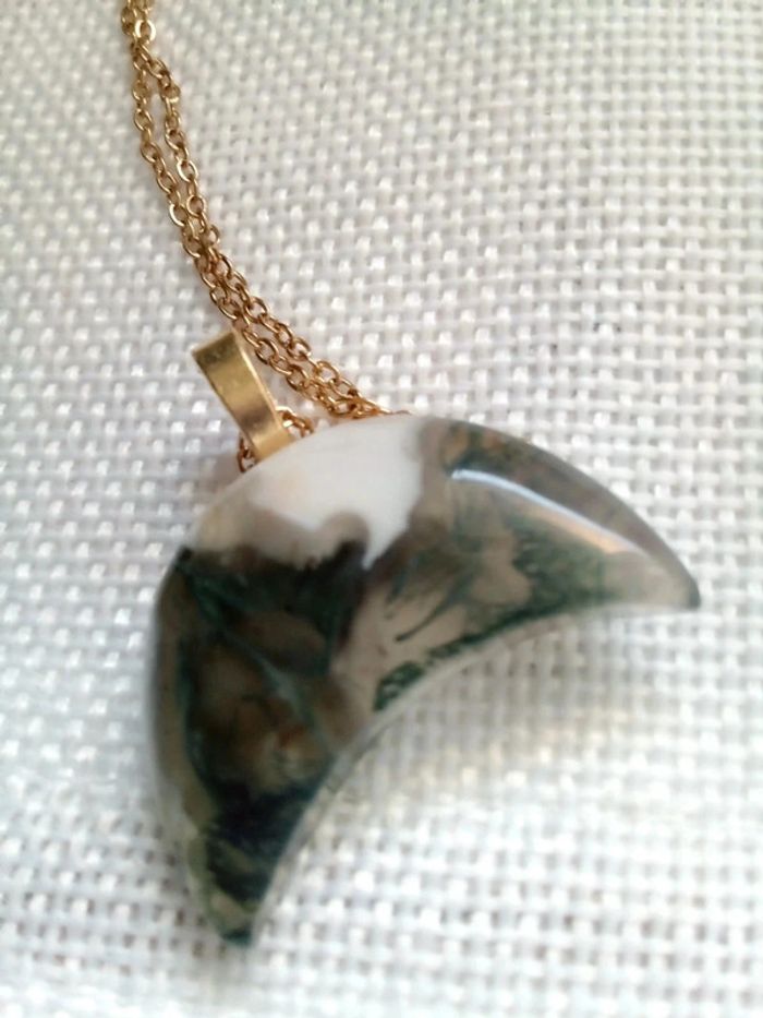 Collier agate mousse - photo numéro 4