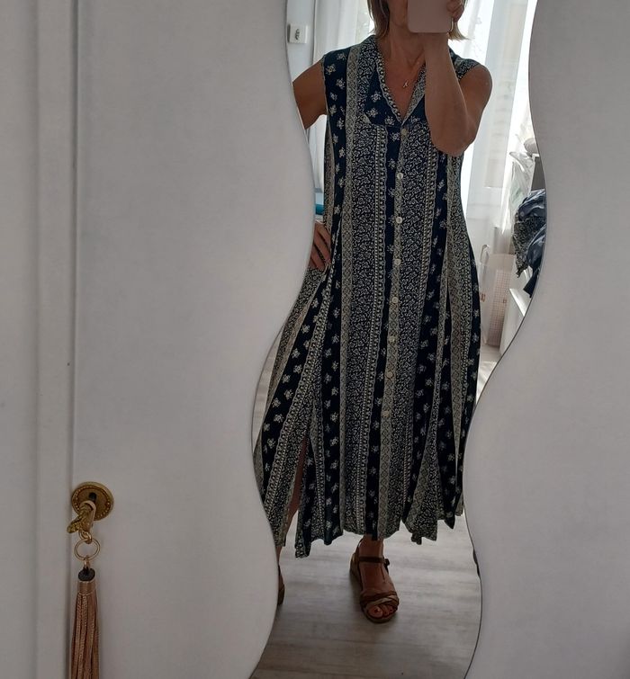 Robe longue vintage noire et blanche taille S