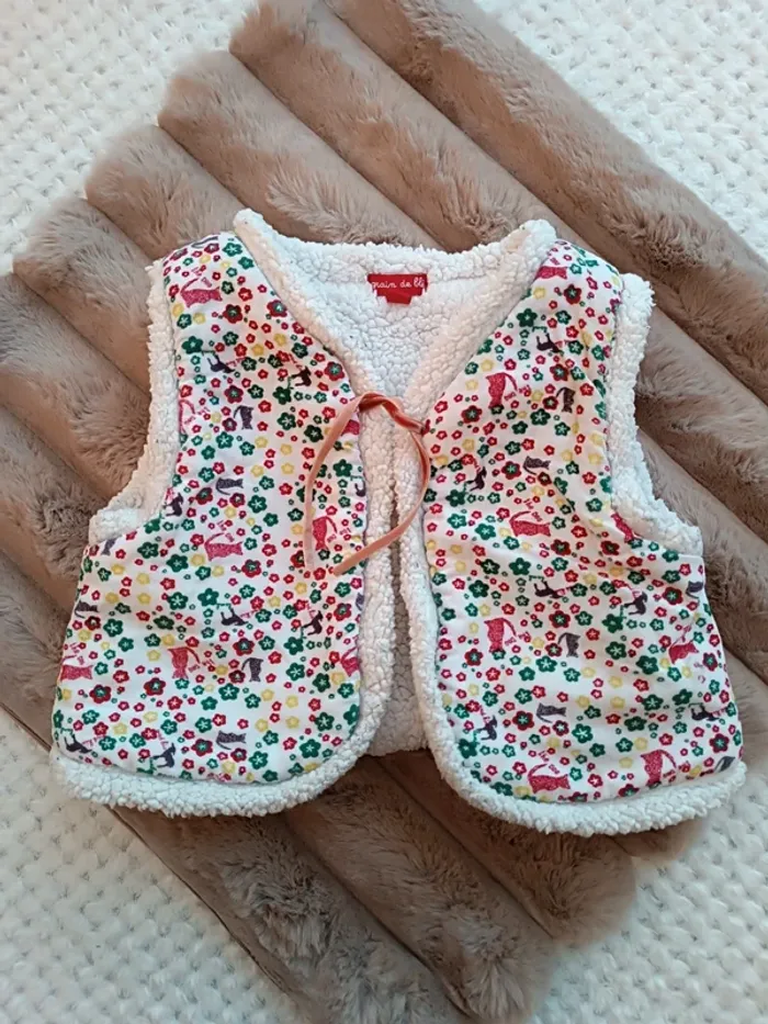 🔸 Gilet Sans Manches Moumoute Grain de Blé 24 Mois🔸