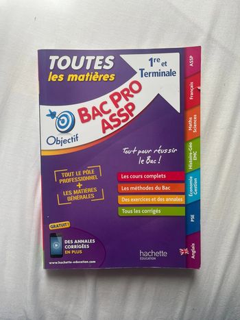 📚 Livre scolaire - Objectif Bac pro assp 1re et Terminale Édition Hachette Éducation