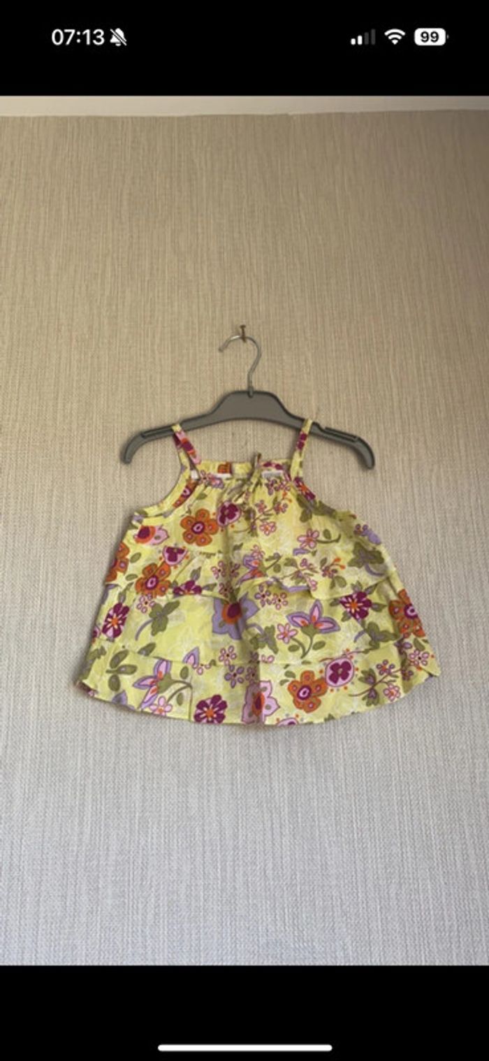 Débardeur La Redoute Taille 2 ans vert fleuri