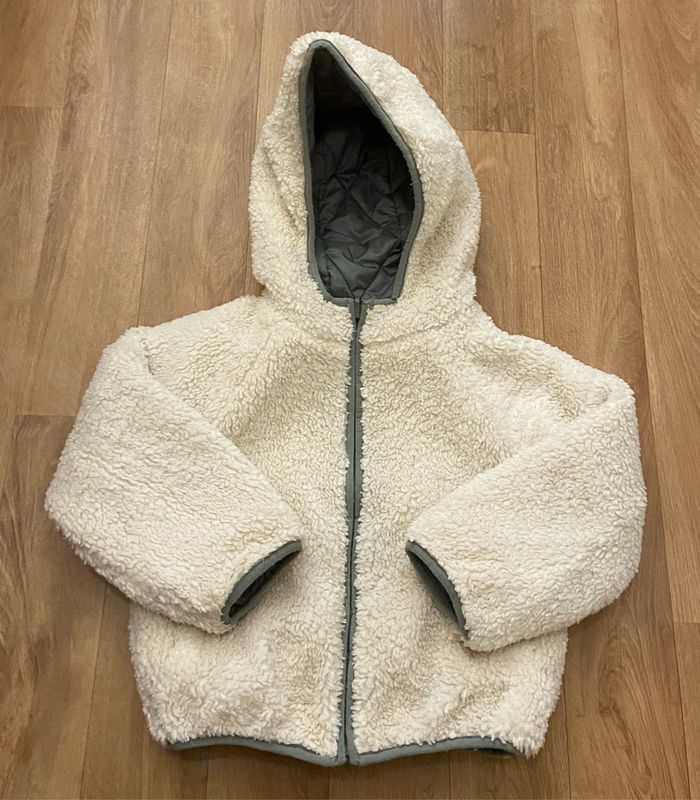 Parka réversible kaki/crème fille 5/6 ans - photo numéro 3