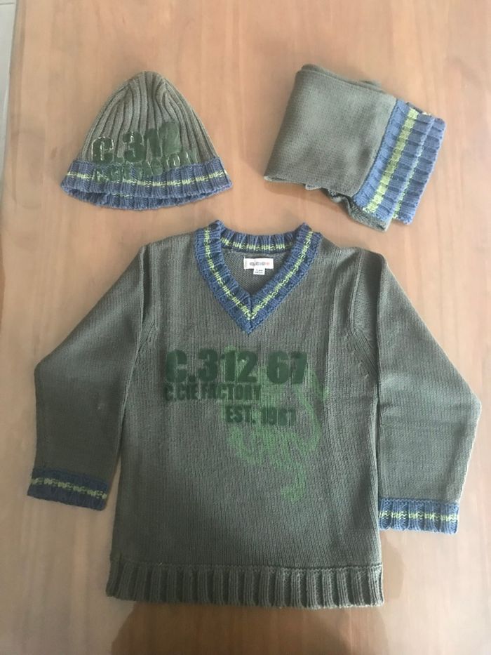 Bonnet et écharpe vert Ccie Taille 3 4 ans - photo numéro 4