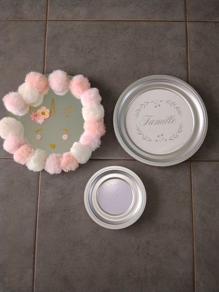 Miroir mural licorne et cadres argenté