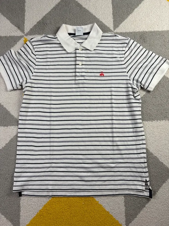 Polo Brooks Brothers | Blanc et bleu marine | Taille M - photo numéro 2