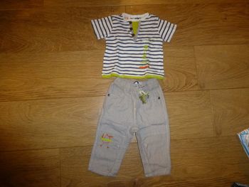 ensemble pantalon rayé + t-shirt rayé manches courtes La compagnie des petits - 6 mois