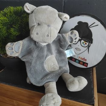 doudou Baby nat Hippopotame Gris Kembo BN908 Savane Marionnette #geektradedoudou