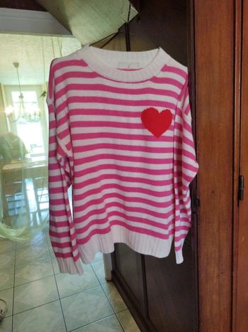 Pull sweatshirt rayures cœur vintage y2k L/40
