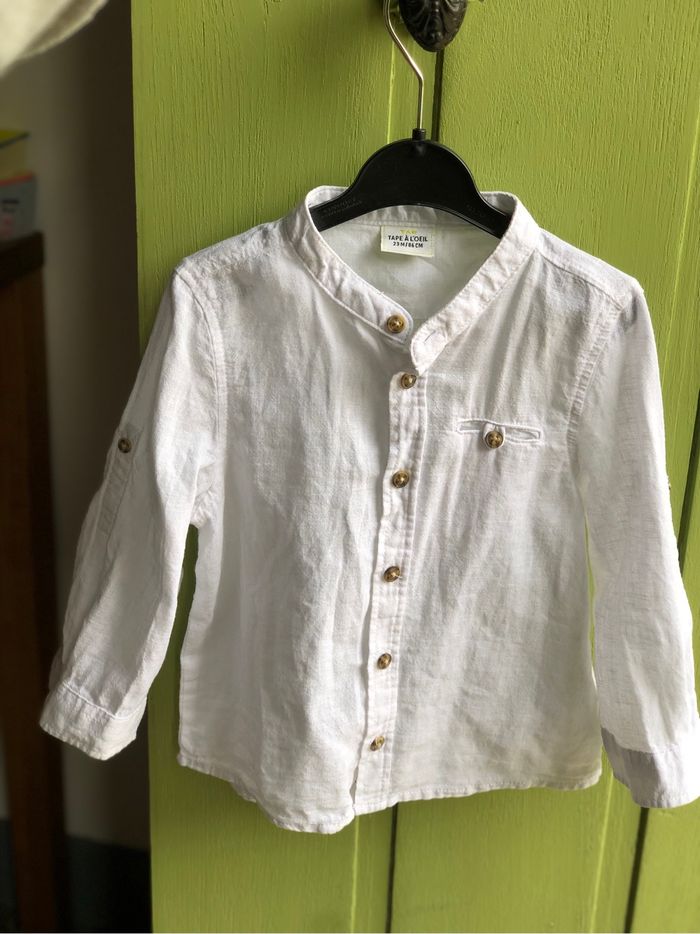 Chemise lin et coton 36 mois blanche - photo numéro 2
