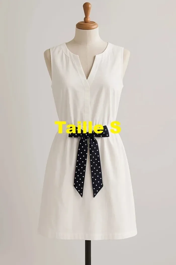 Robe blanche / crème nœud bleu marine à pois Vero Moda Taille S