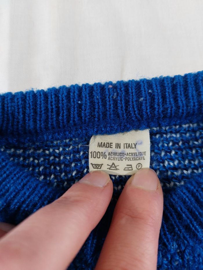 Pull épais bleu et noir motif flocon ❄️ taille 24 mois/2 ans - photo numéro 5